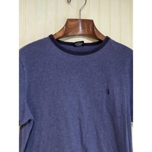 Polo Ralph Lauren Shirt Mens Medium Blue Navy Ringer Crewneck Pony Logo Tee